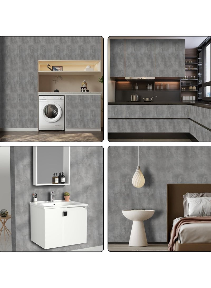 هومستر ورق حائط ذاتي اللصق - تصميم صناعي رمادي ملمس إسمنتي لغرفة المعيشة والنوم، سهل التركيب (60x300 سم) - Image 4