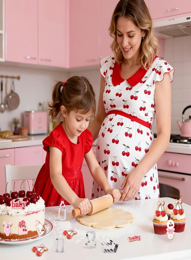 CORNER LACE 8 Pieces Cherry With Bow Cookie Cutters Set - Stainless Steel Cookie Biscuit Cutting Molds for Rattle Bottle Onesie Welcome Baby Girls Shower Party DIY Craft Home Baking Supplies - Image 3