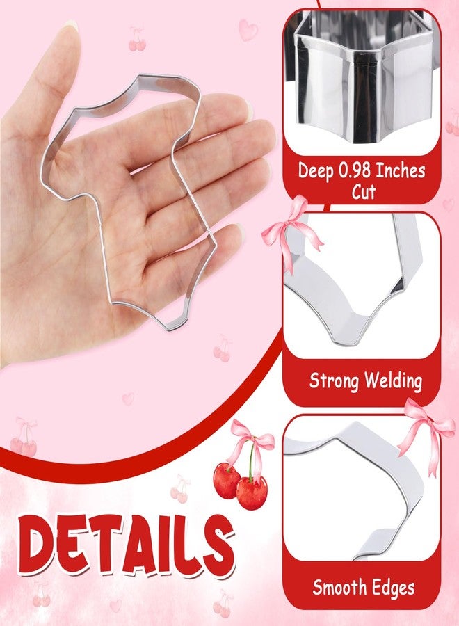 CORNER LACE 8 Pieces Cherry With Bow Cookie Cutters Set - Stainless Steel Cookie Biscuit Cutting Molds for Rattle Bottle Onesie Welcome Baby Girls Shower Party DIY Craft Home Baking Supplies - Image 5