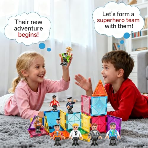 Landtaix Magnetic People Figures for Kids15PCSCommunity Helpers Toys Perfect for Magnetic Tiles Building BlocksSTEM Learning Toddlers Christmas Birthday GiftsMagnet Tiles Expansion PackStyles May Vary - Image 5
