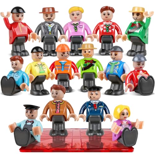 Landtaix Magnetic People Figures for Kids15PCSCommunity Helpers Toys Perfect for Magnetic Tiles Building BlocksSTEM Learning Toddlers Christmas Birthday GiftsMagnet Tiles Expansion PackStyles May Vary - Image 1