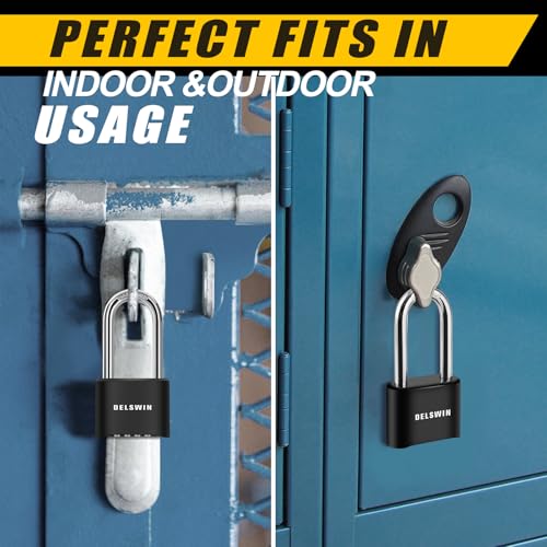 DELSWIN Combination Lock Outdoor Padlock - Weatherproof Extended 2-1/2 in. Long Shackle Combination Padlock for Gate, Shed, Trailers, and Sports Lockers(Black,2Pcs) - Image 2