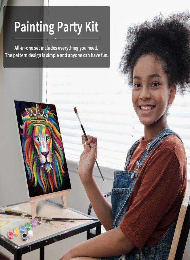 VOCHIC Paint and Sip Kit for Adults, Pre Drawn Canvas to Paint Art Party Supplies Painting Set for Beginner Gift Favor, 1 Easel, 8 Acrylic Colors,3 Brushes,1 Pallet (Lion King, 8x10 in) - Image 3