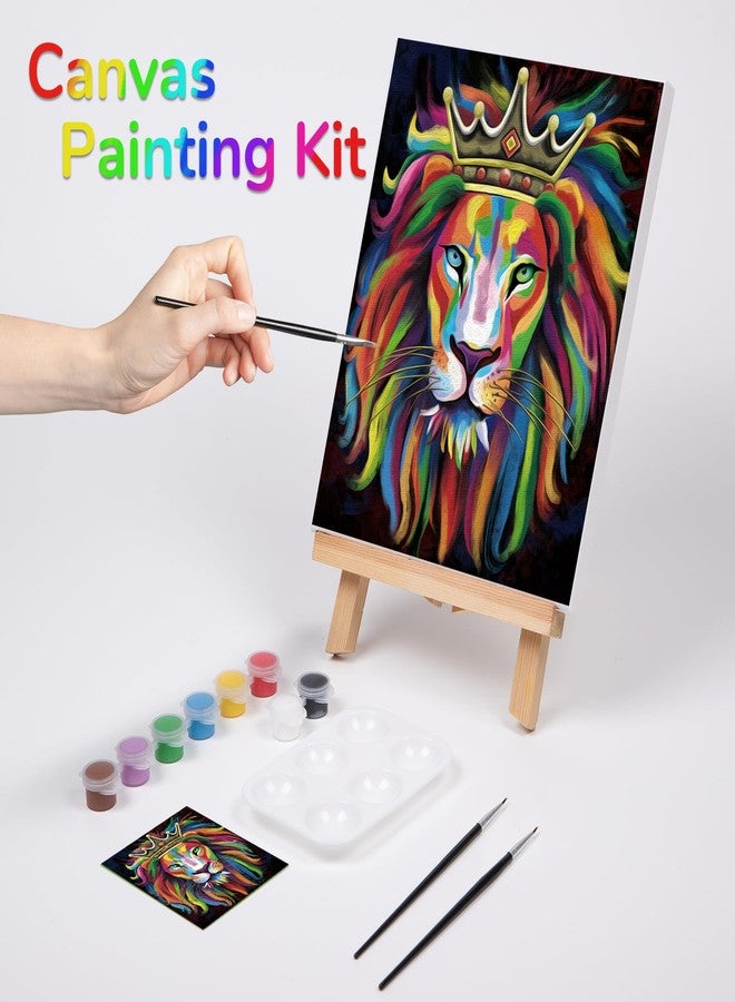 VOCHIC Paint and Sip Kit for Adults, Pre Drawn Canvas to Paint Art Party Supplies Painting Set for Beginner Gift Favor, 1 Easel, 8 Acrylic Colors,3 Brushes,1 Pallet (Lion King, 8x10 in) - Image 2