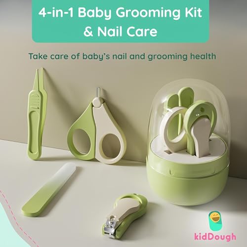 KidDough Baby Grooming Set, Portable New Born Baby Grooming Kit for Baby Manicure Set with Kids Nail Cutter, Tweezer, Filer and Scissors (Green) - Image 2