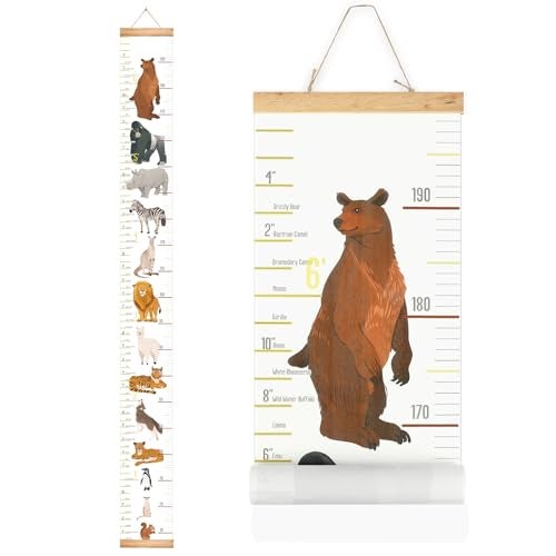 MIBOTE Baby Growth Height Chart Handing Ruler Wall Decor for Kids, Canvas Removable Height Growth Chart 79" x 7.9" (Colorful) - Image 1