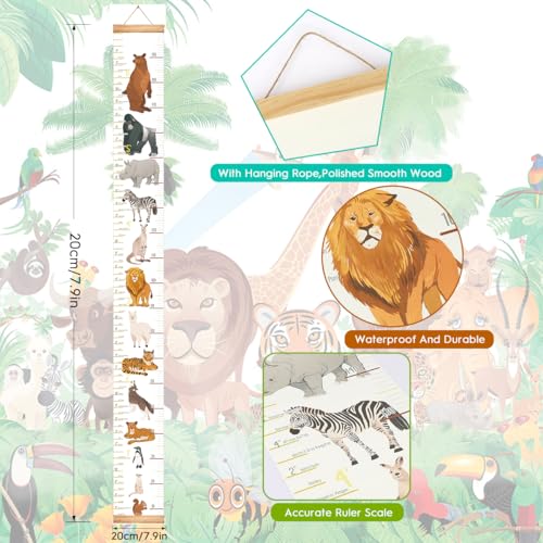 MIBOTE Baby Growth Height Chart Handing Ruler Wall Decor for Kids, Canvas Removable Height Growth Chart 79" x 7.9" (Colorful) - Image 4