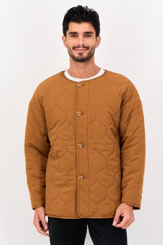 Men Sportswear Fit Long Sleeve Outdoor Jacket, Brown