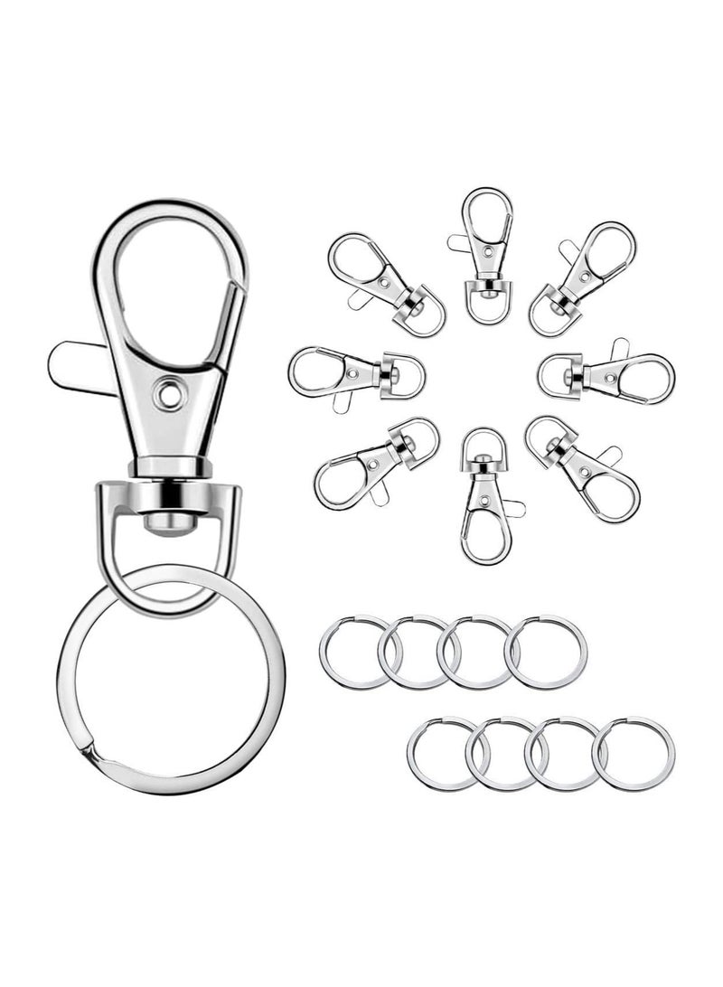 Excefore 100 Pcs Keychain Hooks with Key Rings, Keychain Clip Hooks With Rings for Lanyard Jewelry Making DIY Crafts(50 Pcs Metal Lobster Claw Clasps + 50 Pcs Split Key Rings) - Image 1