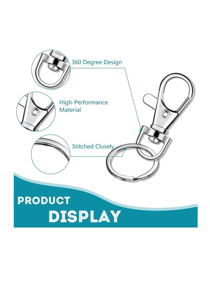 Excefore 100 Pcs Keychain Hooks with Key Rings, Keychain Clip Hooks With Rings for Lanyard Jewelry Making DIY Crafts(50 Pcs Metal Lobster Claw Clasps + 50 Pcs Split Key Rings) - Image 4