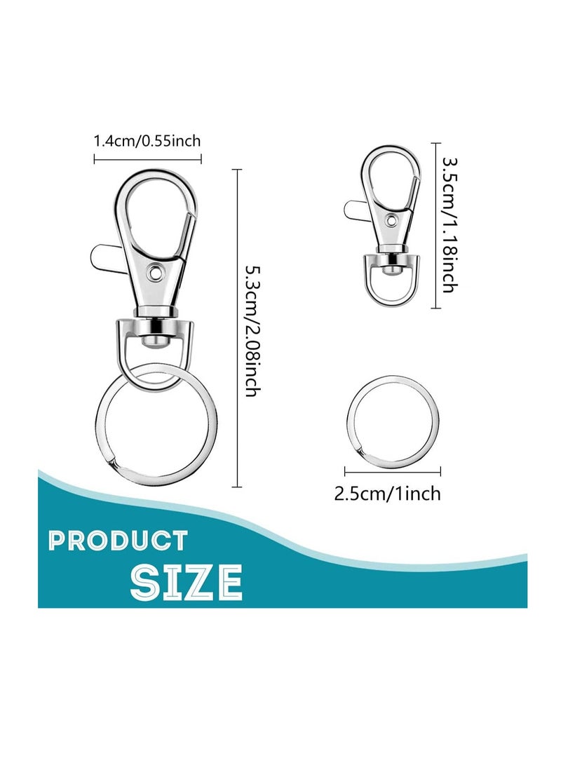 Excefore 100 Pcs Keychain Hooks with Key Rings, Keychain Clip Hooks With Rings for Lanyard Jewelry Making DIY Crafts(50 Pcs Metal Lobster Claw Clasps + 50 Pcs Split Key Rings) - Image 2