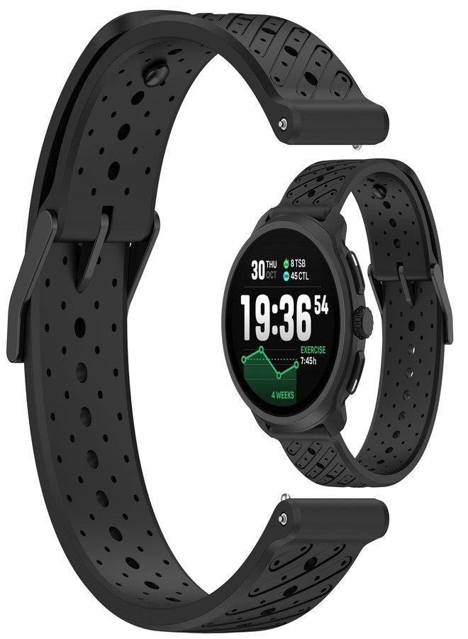 لوكيكي سوار معصم بديل متوافق مع ساعة Suunto Race 2 من LOKEKE - سوار معصم سيليكون بديل مقاس 22 مم متوافق مع ساعة Suunto Race 2/S/1 (أسود) - Image 2