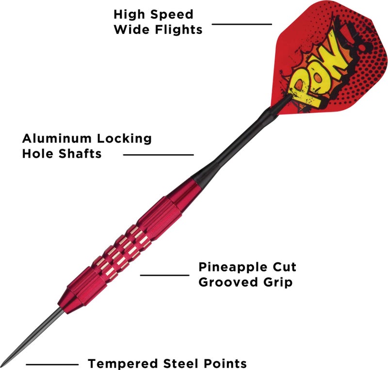Viper Comix Steel Tip Darts: POW (Red), 22 Grams - Image 3