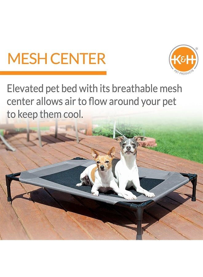 K&H Pet Products Cooling Elevated Dog Bed Outdoor Raised Dog Bed with Washable Breathable Mesh, Dog Cot Bed No-Slip Rubber Feet, Portable Dog Cot Indoor Outdoor Dog Bed, Large Gray/Black Mesh 