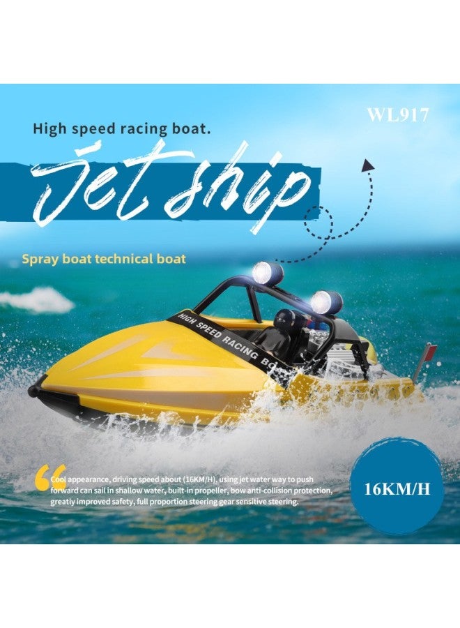 WL917 Remote Control Boat High-speed Speedboat Children's Water Electric Waterproof Boat Ship Turbine Jet Boat Toy-Color:Yellow-Specifications:Single Battery  - Image 3