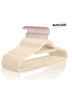 Red Dot Gift 50-Pack Beige Non-Slip Velvet Hangers 42cm/16.8In With 360 Degree Rotatable Hook, Durable and Slim for Coat,Pant  - Image 1
