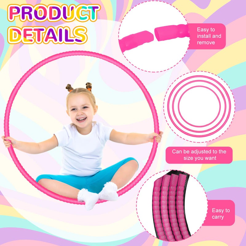 Poen 2 Pcs Detachable Hoop and Jump Rope Set Include 7.3 Ft Skipping Rope and 23 Inch Adjustable Exercise Hoop Gymnastic Fitness Exercise Gift Equipment(Rose Pink) - Image 3