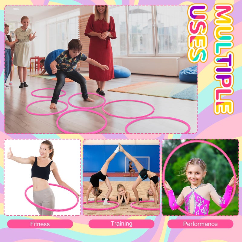 Poen 2 Pcs Detachable Hoop and Jump Rope Set Include 7.3 Ft Skipping Rope and 23 Inch Adjustable Exercise Hoop Gymnastic Fitness Exercise Gift Equipment(Rose Pink) - Image 5