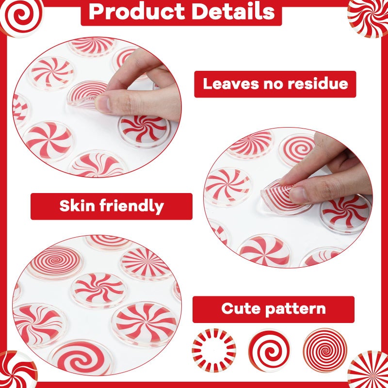 Tevxj 20 Pcs Christmas Peppermint Candy Thick Gel Cling Xmas Candy Cane Window Decorations Candy Cane Window Clings Decals For Kids Toddlers Home Airplane Festive Season Holiday Party Home Classroom Nursery - Image 3