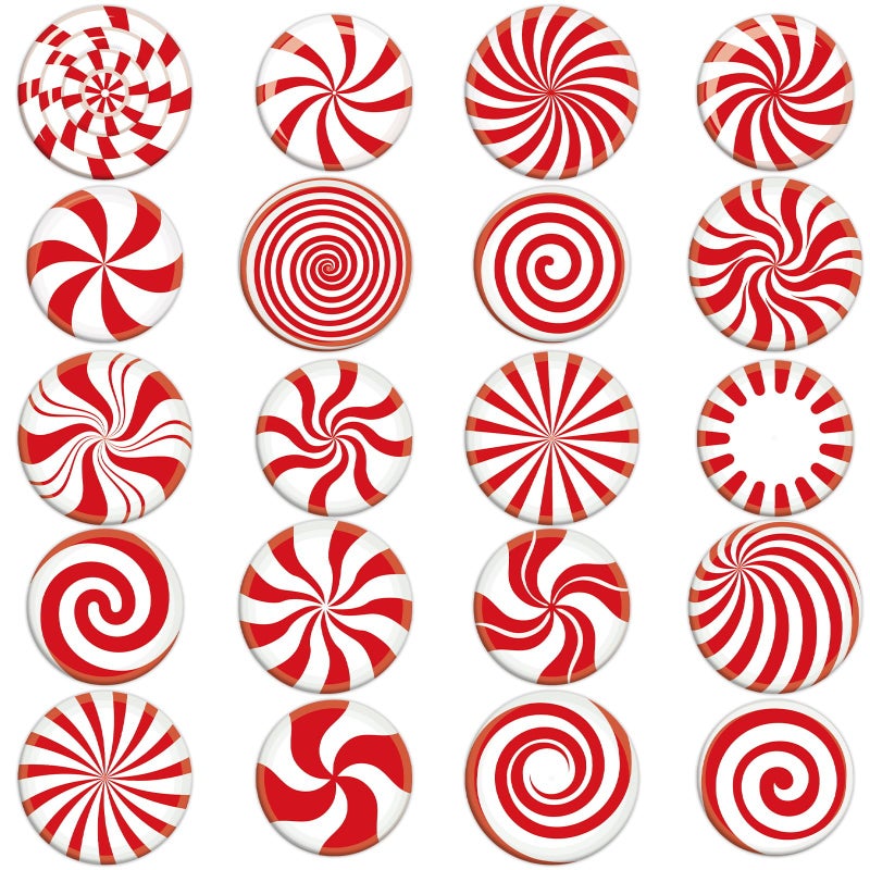 Tevxj 20 Pcs Christmas Peppermint Candy Thick Gel Cling Xmas Candy Cane Window Decorations Candy Cane Window Clings Decals For Kids Toddlers Home Airplane Festive Season Holiday Party Home Classroom Nursery - Image 1