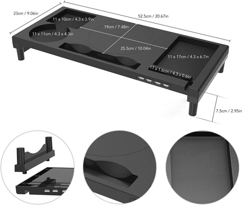 Adjustable Computer Stand, Ergonomic Laptop Riser with 4 Port USB Hub and Phone Holder Slot, for PC Laptop TV Speakers Printers - Image 4