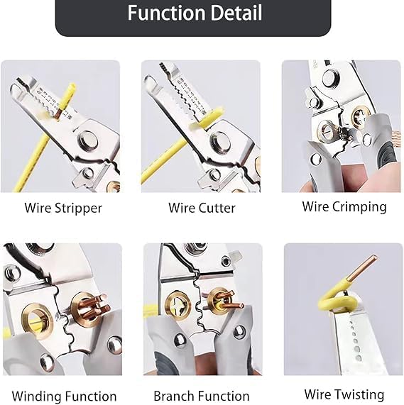 MINTOX Wire Stripper and Cutter Pliers Tools For Electricians 6in1 Multifunctional Wire and Cable Stripping Cutting Winding Crimping Precision Stainless Stee Hand Tool - Image 5