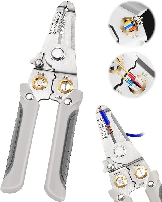 MINTOX Wire Stripper and Cutter Pliers Tools For Electricians 6in1 Multifunctional Wire and Cable Stripping Cutting Winding Crimping Precision Stainless Stee Hand Tool - Image 2