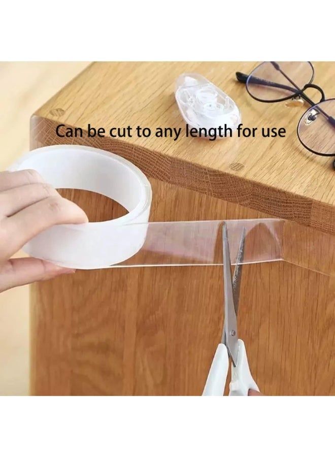 Flushrenic 2 Rolls Double Sided Tape Removable Nano Tape for Poster Carpet Picture Hanging Strip Rug Wall Outdoor - Clear & Strong Adhesive Multipurpose Mounting Tape（total：6m) - Image 3