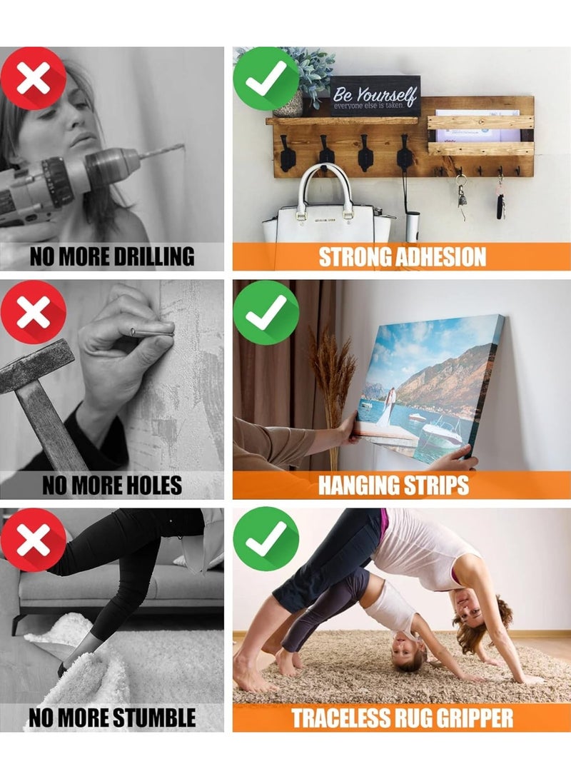 Flushrenic 2 Rolls Double Sided Tape Removable Nano Tape for Poster Carpet Picture Hanging Strip Rug Wall Outdoor - Clear & Strong Adhesive Multipurpose Mounting Tape（total：6m) - Image 5