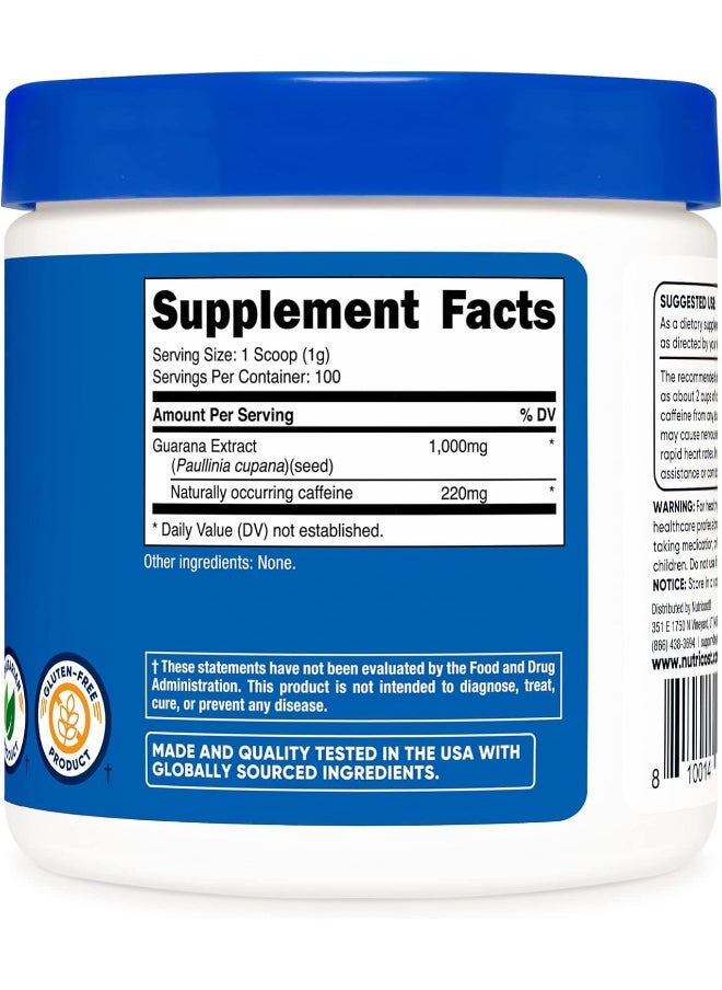 Nutricost - Guarana Powder 100 Grams - Natural Herbal Brazilian Caffeine Energizer Supplement - Image 1
