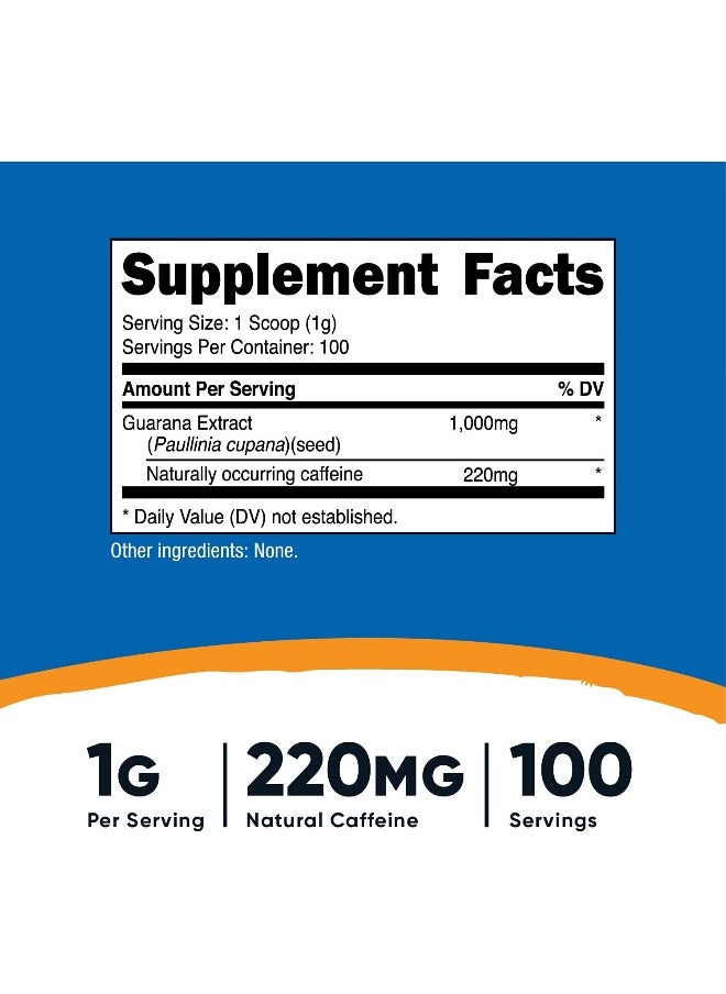 Nutricost - Guarana Powder 100 Grams - Natural Herbal Brazilian Caffeine Energizer Supplement - Image 1