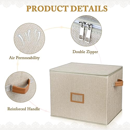 Lukeline Wedding Dress Storage Box, Wedding Dress Preservation Box with Lid, Foldable Acid-Free Organizer with 1 Pair of Microfiber Gloves and 20 Sheets of Acid-Free Paper (1, Medium) - Image 3