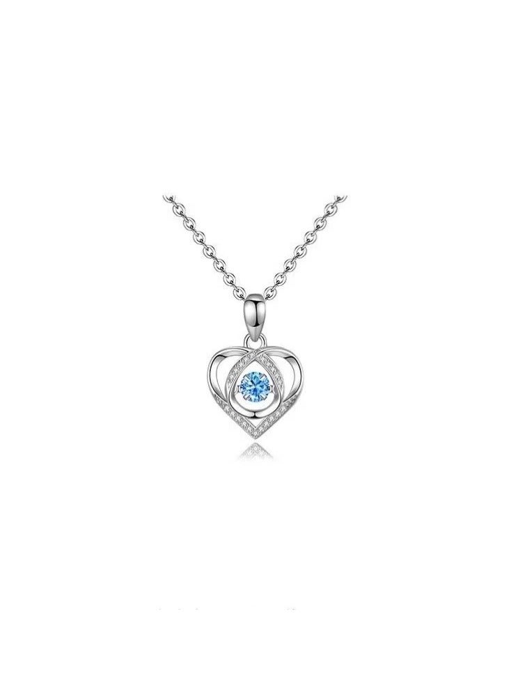 Thumping heart spirit necklace women summer blue diamond 45+5cm - Image 1