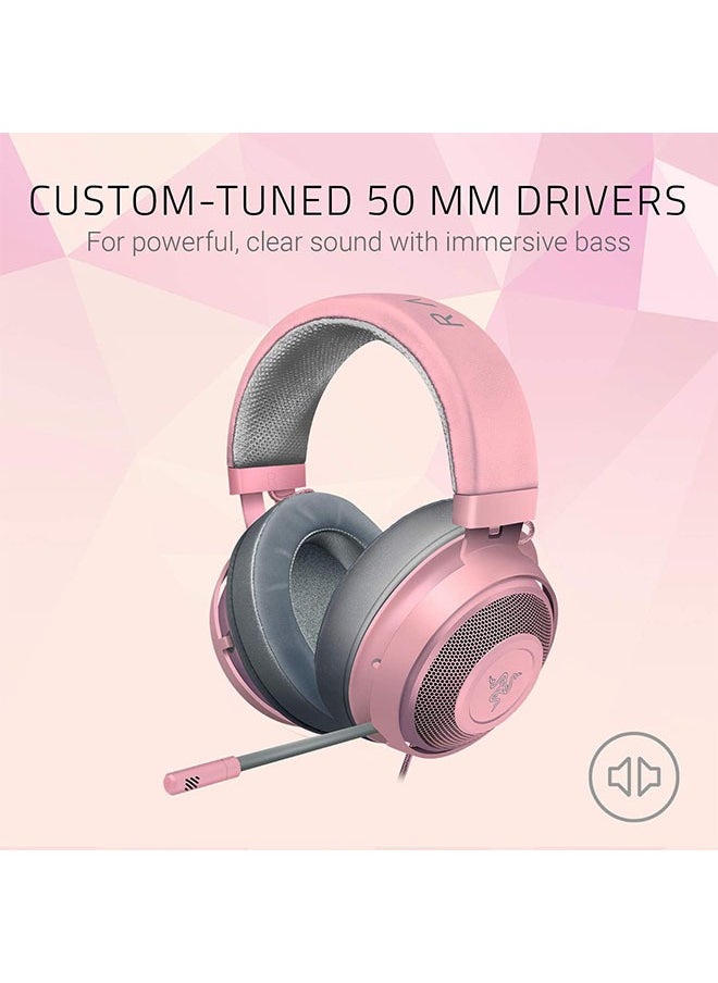Generic - Headphone, lightweight aluminum frame, retractable soundproof microphone for PC, PS4, PS5, Switch, Xbox One, Xbox Series X and S, mobile devices, 3.5mm audio jack - quartz pink - Image 1