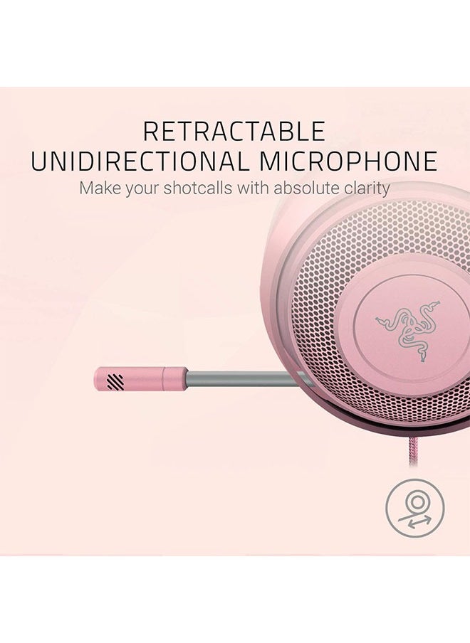 Generic - Headphone, lightweight aluminum frame, retractable soundproof microphone for PC, PS4, PS5, Switch, Xbox One, Xbox Series X and S, mobile devices, 3.5mm audio jack - quartz pink - Image 1
