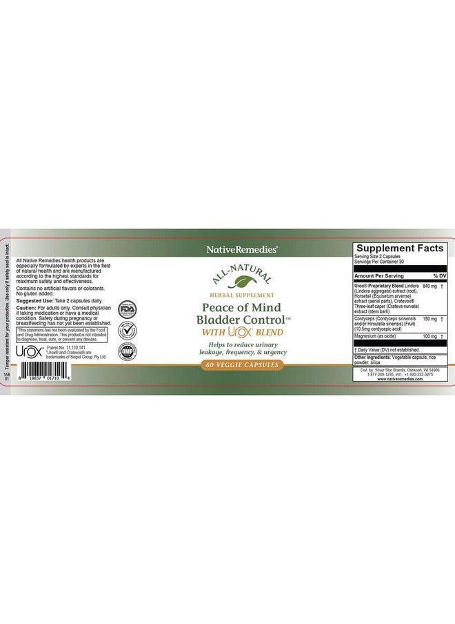 Native Remedies Native Remedies Bladder Control Supplements - Peace of Mind with Urox - Bladder Support for Women & Men, for Overactive Bladders Health - Reduce Nighttime Urination - Non-GMO, Vegan Capsules (60  - Image 5