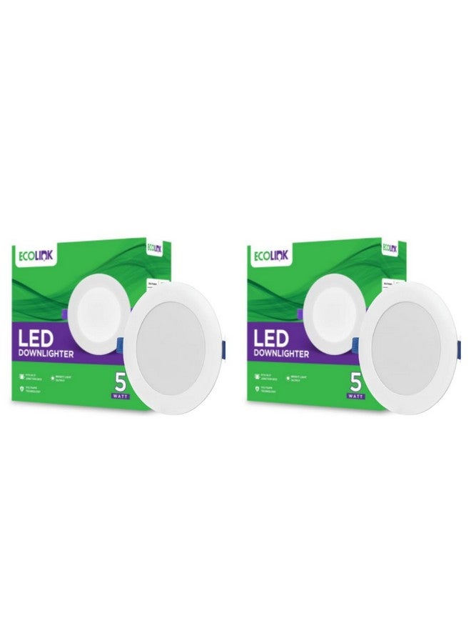 EcoLink Polycarbonate 5W Concealed JB Ceiling Light|Round Ceiling LED Downlighter for Home & Hall|Cut Out: 3 inch, Color: Cool Day Light, Pack of 2 - Image 1