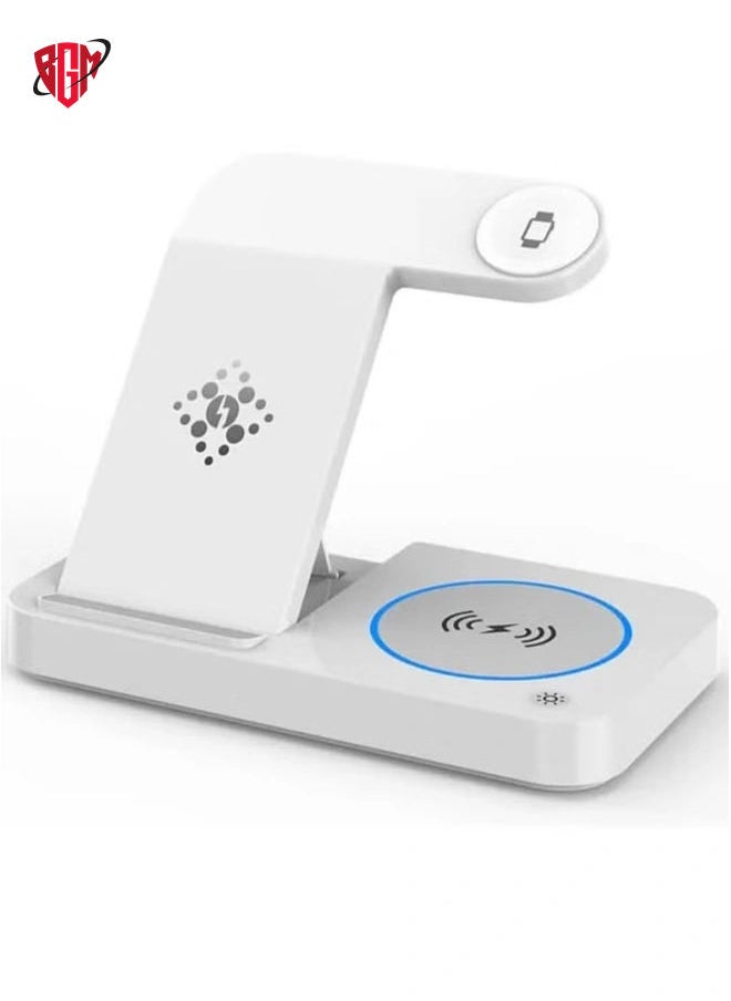 BGM - 3-in-1 Fast Charging Station Foldable Wireless Charger Stand for Smartphone, Apple Watch, and AirPods - Image 1