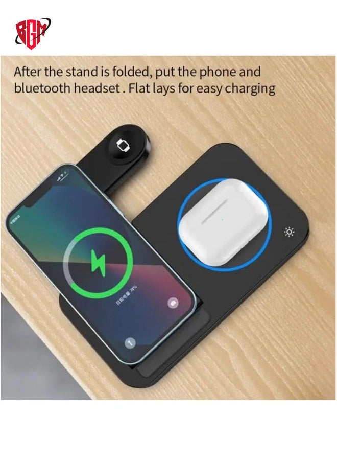 BGM - 3-in-1 Fast Charging Station Foldable Wireless Charger Stand for Smartphone, Apple Watch, and AirPods - Image 1