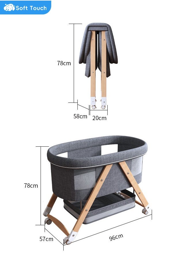 Soft Touch - Toddler Cot Foldable Baby Crib Multifunctional Baby Cradle Infant Bed for 0-3 Years - Image 1