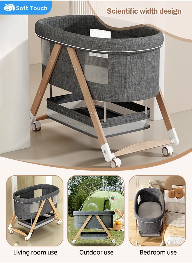 Soft Touch - Toddler Cot Foldable Baby Crib Multifunctional Baby Cradle Infant Bed for 0-3 Years - Image 1
