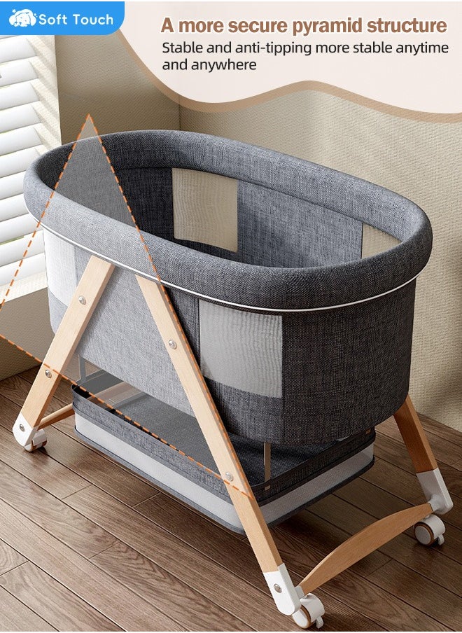 Soft Touch - Toddler Cot Foldable Baby Crib Multifunctional Baby Cradle Infant Bed for 0-3 Years - Image 1