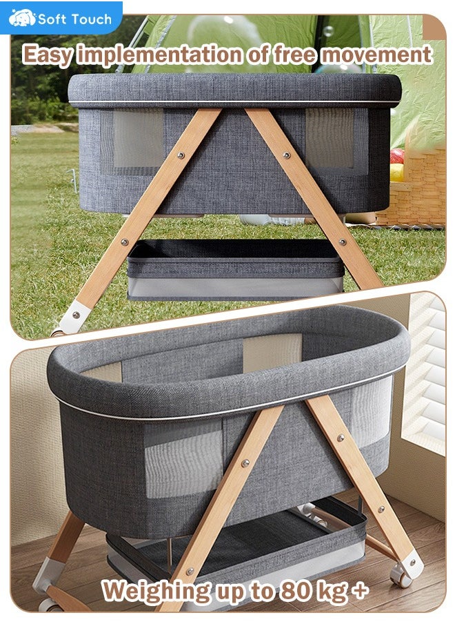 Soft Touch - Toddler Cot Foldable Baby Crib Multifunctional Baby Cradle Infant Bed for 0-3 Years - Image 1