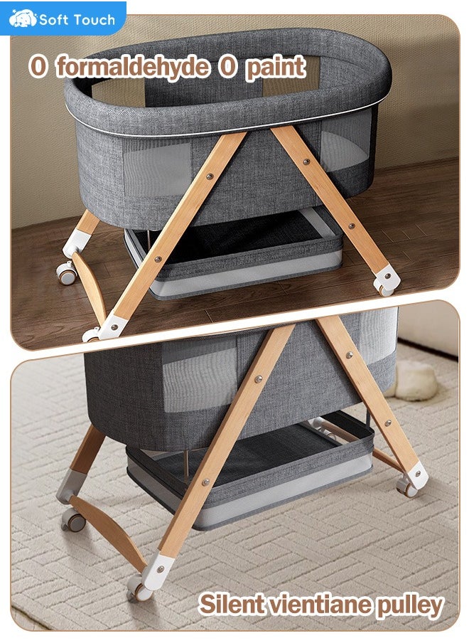 Soft Touch - Toddler Cot Foldable Baby Crib Multifunctional Baby Cradle Infant Bed for 0-3 Years - Image 1