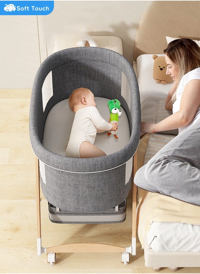 Soft Touch - Toddler Cot Foldable Baby Crib Multifunctional Baby Cradle Infant Bed for 0-3 Years - Image 1