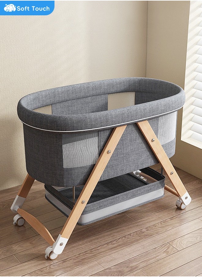 Soft Touch - Toddler Cot Foldable Baby Crib Multifunctional Baby Cradle Infant Bed for 0-3 Years - Image 1