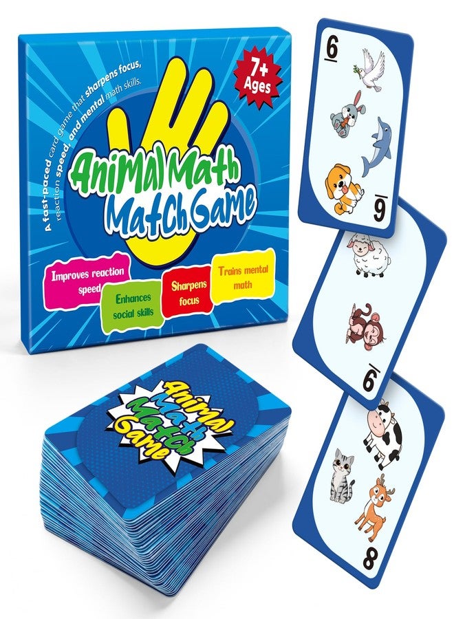 Zazopup Animal Math Match Game - Fun-Filled Kids Educational Game for Ages 7+ - Entertaining Card Game for Kids and Family - Easy to Learn, Fast paced, Fun and Exciting - Quick-Counting Game for 2-4 Players - Image 1
