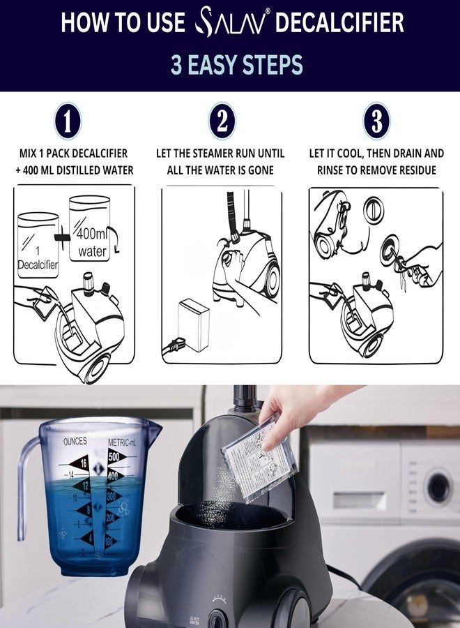 SALAV Garment Steamer Descaling Solution Decalcifier Packets for Mineral Deposits and Build-up Removal, Maintenance for Clothes, Works with all Garment Steamer Brands, Cleans Build Up, 5 packs - Image 3