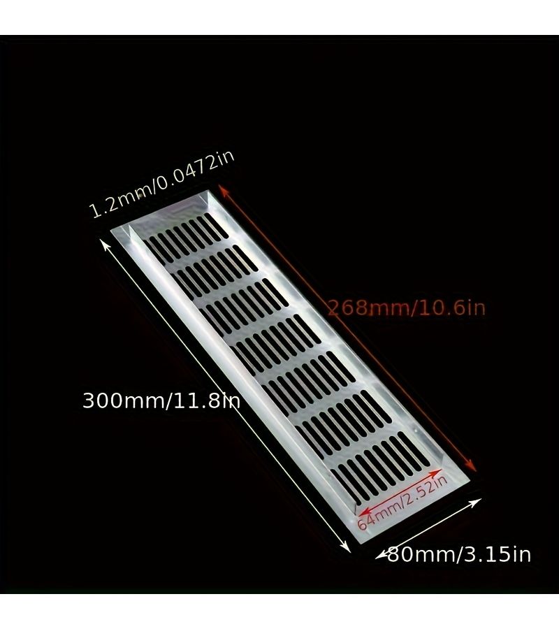 Aluminum Vent Cover 80x250mm Cabinet Heat Dissipation Grille Ventilation Panel - Image 3