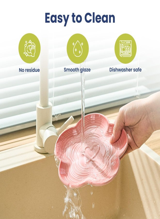 PawsPik Flower Ceramic Cat Feeding Plate with Raised Bamboo Stand, Elevated Whisker-Friendly Pet Bowl, Anti-Slip Stable Design, Dishwasher Safe (Pink) - Image 4